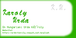 karoly urda business card